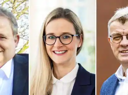 Stellen sich zur Wahl (v.l.): Frank Wassenberg, Dr. Henrike Voet, Stephan Bl&ouml;mer
