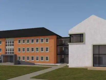 So k&ouml;nnte das Rathaus in Rastede mit Anbau aussehen.