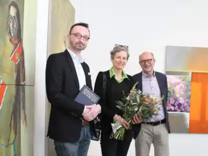 Ausstellungser&ouml;ffnung in der Kunsthalle (v.l.): Dr. Alexander Linke, Caroline von Grone und Dr. Martin Feltes