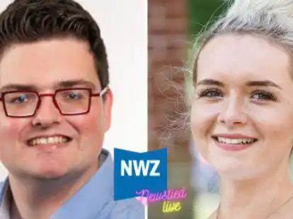 Bei Newstied Live: Geert H&uuml;ser und Hannah-Deike Schwaldat.