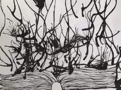 ...ein Fl&uuml;gelflagel gaustert &ndash; hier ein Werk zu Morgensterns &bdquo;Gruselett&ldquo; aus der Gruppenarbeit von Lotta Brinkmann, Jonna Lamping, Lina St&uuml;ven und Katharina Leonhardt zum Welttag des Buches.