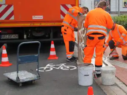 Piktogramme werden ab diesem Dienstag in Hude und W&uuml;sting aufgebracht.