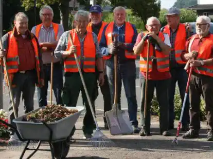 Die Rentnergruppe des Heimatvereins Hemmelte pflegt ehrenamtlich die Beete an der Ampelanlage.