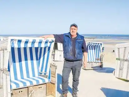<p>                Hannes Gerdes  (56) ist geb&uuml;rtiger Insulaner und arbeitet seit 26 Jahren beim Betriebshof der Kurverwaltung Wangerooge. Seit 2001 ist er zust&auml;ndig f&uuml;r die Organisation des Sandfahrens sowie den Strandauf- und -abbau, bei ihm laufen alle F&auml;den zusammen &ndash; er &bdquo;herrscht&ldquo;  &uuml;ber  rund 1400 Strandk&ouml;rbe.     </p>