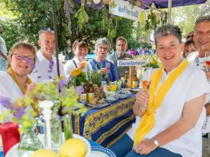 Beim B&uuml;rgerbrunch auf dem C&auml;cilienplatz vor drei Jahren (von links): Sabine Tapken, Dieter Hadeler, Gaby Hadeler, B&auml;rbel Eismann, Peter Kr&uuml;der, Elke Walla, Theo Hinrichs, (rechts dahinter) Heike Hinrichs und Werner Tapken