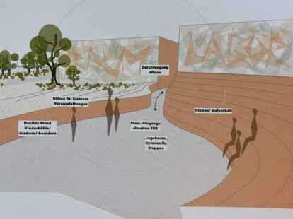 Der Entwurf von Tabita Jacobs und Sabrina Addicks sieht auch eine Trib&uuml;ne als Sitzgelegenheit vor.