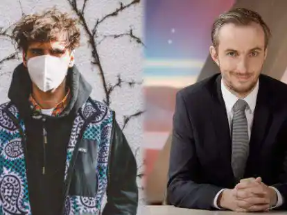 Fynn Kliemann (links) steht stark in der Kritik und wird von Jan B&ouml;hmermann beschuldigt, Maskenbetrug in gro&szlig;em Stil begangen zu haben.