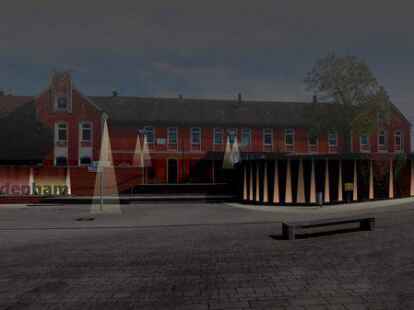 So soll die Flutmauer vor dem Bahnhof in den Abendstunden beleuchtet werden.