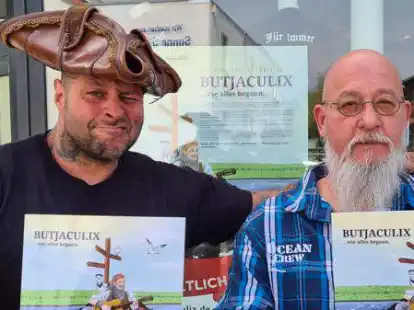 Michael Kranz (rechts) hat das Kinderbuch &bdquo;Butjaculix&ldquo; geschrieben. Unterst&uuml;tzt wird er von Sebastian Wolf.