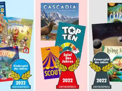 Die Nominierungen f&uuml;r das Kinderspiel, das Spiel und das Kennerspiel des Jahres 2022