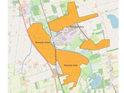 Die Ausbaugebiete von Glasfaser Nordwest in Ramsloh (orange). In einigen freien Bereichen gibt es bereits Glasfaser-Anschl&uuml;sse. Foto: Glasfaser Nordwest