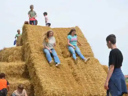 Auf die Pl&auml;tze, fertig, los: Die Strohrutsche geh&ouml;rte zu den Highlights.