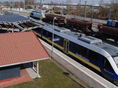 Bahnhof Sande nach Umbau, Ende M&auml;rz 2022