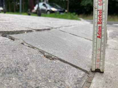 <p>                Steil und ziemlich hoch: Die Kante ist ein &Auml;rgernis f&uuml;r Radfahrer und ein echtes Hindernis f&uuml;r Rollstuhlfahrer.             </p>