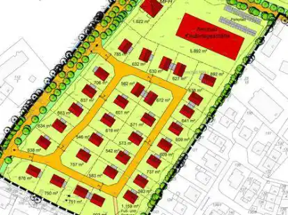 Das Neubaugebiet Ofener B&auml;ke: Der s&uuml;dliche Teil soll zun&auml;chst bebaut werden. Auch eine neue Kita soll entstehen.
