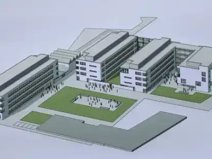 Eine erste Visualisierung: So k&ouml;nnte die Unimedizin in einigen Jahren aussehen. Begonnen wird mit dem Geb&auml;ude links (1. Bauabschnitt). F&uuml;r das 2. Geb&auml;ude von links (2. Bauabschnitt) gibt es eine Verpflichtungserm&auml;chtigung in der Finanzplanung, rechts w&auml;re der 3. Bauabschnitt.