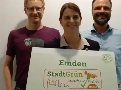 Freuen sich &uuml;ber die erfolgreiche Bewerbung: Frank Gaupels, Irina Krantz und Jannes Utecht (von links).