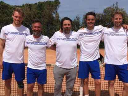 Michel Dornbusch (links) und Mattis Wetzel (rechts) spielten in Frankreich f&uuml;r den F&uuml;nftligisten Loix Tennis Couardais.