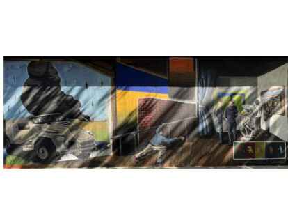 Lloyd Salomon aus Leipzig thematisiert mit diesem Werk die russische Invasion in der Ukraine im Februar 2022.