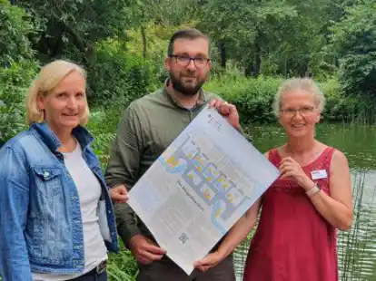 Werben f&uuml;r die BAMF-Kurse: Birgit Walker (von links), Markus Konnemann, Anja Block