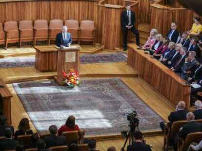 Bundeskanzler Olaf Scholz (SPD) Scholz h&auml;lt an der Karls-Universit&auml;t eine Rede mit einer europapolitischen Standortbestimmung