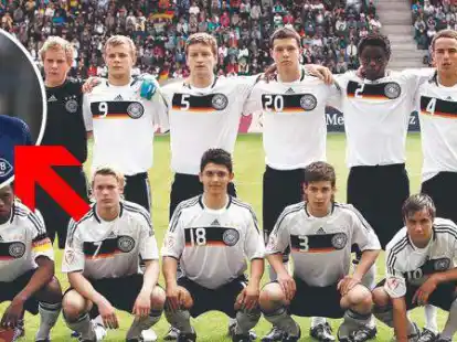 Die deutsche Final-Elf 2009: (hinten von links) Torwart Marc Andre ter Stegen, Lennart Thy, Shkodran Mustafi, Kevin Scheidhauer, Bienvenue Basala Mazana, Robert Labus, (vorn von links) Reinhold Yabo, Christopher Buchtmann, Matthias Zimmermann, Marvin Plattenhardt und  Mario G&ouml;tze.