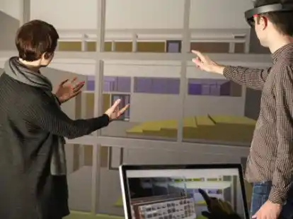 Blick in die Zukunft: Ein Neubauprojekt wird in der Jade Hochschule digital dreidimensional dargestellt. Oldenburg hat bei der Digitalisierung einen Sprung nach vorn gemacht.