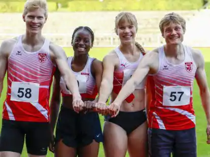 Bildeten die erfolgreiche Mixed-Staffel des TVC (von links): Torben Prepens, Nadia Wema, Talea Prepens und Jan Kolbe