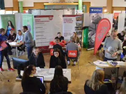 Viel los: Bei der Azubi-Messe im Forum der Oberschule stellten sich rund 40 Firmen und Dienstleister vor.
