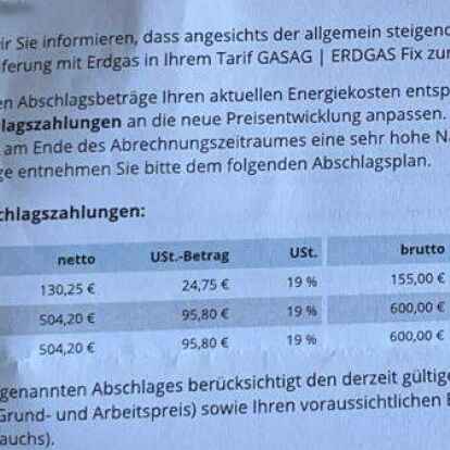 Von 155 auf 600 Euro wurde die monatliche Gaskosten-Rechnung des Norders Thomas Behr erh&ouml;ht. Er hat reagiert &ndash; und zahlt jetzt weniger als vor der Preiserh&ouml;hung.