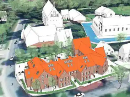 So sch&ouml;n soll es werden, wo heute mitten in Hinte H&auml;user gammeln: Ein gro&szlig;es Wohn- und Gesch&auml;ftshaus ist geplant. Aber jetzt wird erst gepr&uuml;ft, was sich im Untergrund verbirgt.