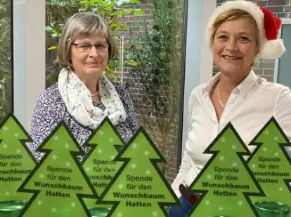 Stellten die neuen Spendenaufsteller vor, die jetzt in den Hatter Gesch&auml;ften f&uuml;r Unterst&uuml;tzung der Aktion werben: Anke Braun und Antje Gadeberg (von links).