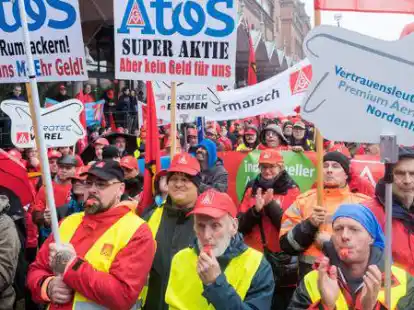 Demonstrieren f&uuml;r bessere Bezahlung: Besch&auml;ftigte der Metall und Elektroindustrie