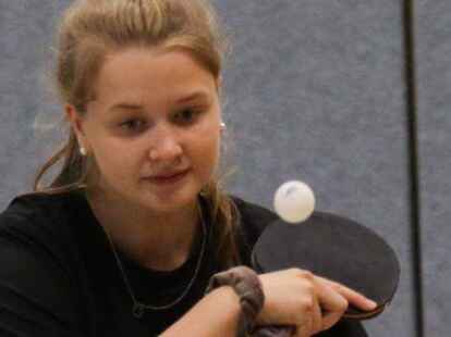 Pia Kayser vom SV Molbergen gewann ein Spiel knapp im f&uuml;nften Satz.