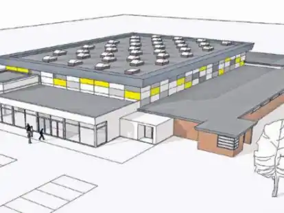 So oder so &auml;hnlich soll sie k&uuml;nftig aussehen: die sanierte Dreifachsporthalle in Hinte.