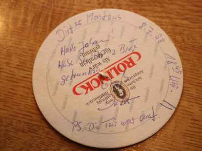 Der Bierdeckel von Stammgast Dieter Mertens.