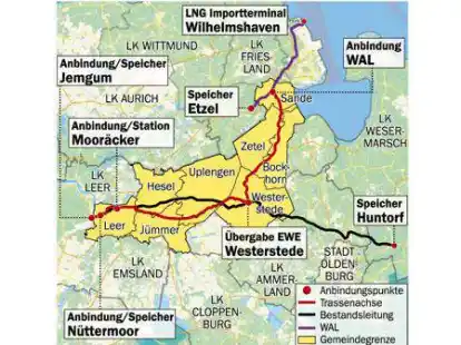 So verl&auml;uft die neue Pipeline: Sie wird auch eine Verbindung zu einer bereits bestehenden Leitung bekommen.