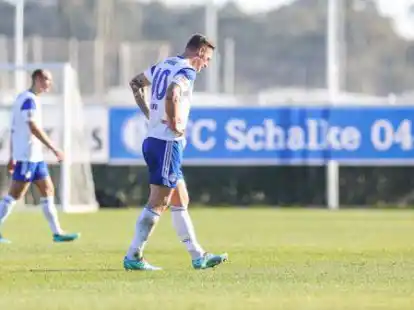 Schalkes Sebastian Polter musste verletzt den Platz verlassen. Foto: Tim Rehbein/dpa