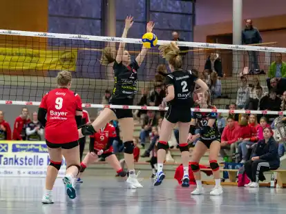 Die Volleyballerinnen des TV Cloppenburg (hinter dem Netz) spielen am Samstag vor heimischer Kulisse.