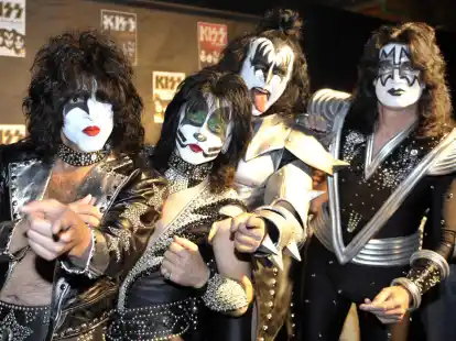 Paul Stanley, Eric Singer, Gene Simmons und Tommy Thayer (l-r) von Kiss 2008 in Oberhausen.