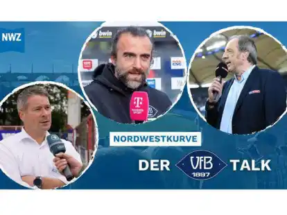 Diskutieren am Mittwochabend in Oldenburg: (von links) Meppens Gesch&auml;ftsf&uuml;hrer Ronald Maul, VfB-Trainer Dario Fossi und Kult-Kommentator Rolf &bdquo;Rollo&ldquo; Fuhrmann