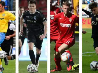 Neue Gesichter in der Regionalliga Nord: (von links) Antonio Verinac (SSV Jeddeloh), Dominik Volkmer (Atlas Delmenhorst), Uwe M&ouml;hrle (BW Lohne) und Leon Kugland (SV Meppen)