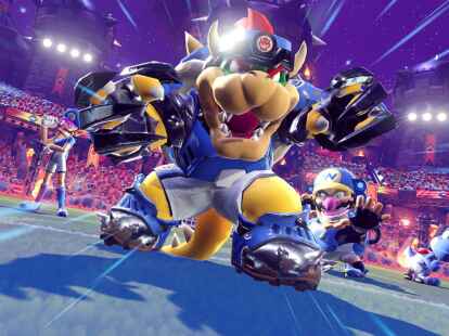 Ja, auch Erzscherge Bowser steht in &laquo;Mario Strikers: Battle League&raquo; auf dem Platz.