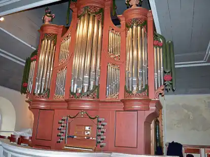 Die Orgel in Burhafe ist rotbraun gestrichen. Das soll dichter am Original sein. Bei fr&uuml;heren Umbauten war das Instrument wei&szlig; gestrichen worden.