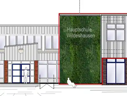 So k&ouml;nnte die vertikale Begr&uuml;nung an der erweiterten Hauptschule einmal aussehen.