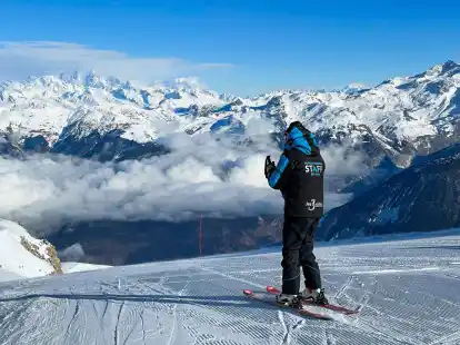 Die Pisten sind noch frisch: Abfahrt vom Gipfel La Vizelle.
