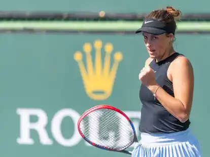 Tennis-Profi Tatjana Maria reagiert nach einem Punkt.