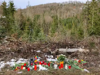Kerzen und Blumen erinnern nahe der Fundstelle im nordrhein-westf&auml;lischen&nbsp;Freudenberg an die get&ouml;tete Luise.