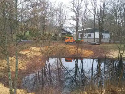 Der radikale R&uuml;ckschnitt an einem Regenr&uuml;ckhaltebecken ist nicht nur den Anliegern ein Dorn im Auge.