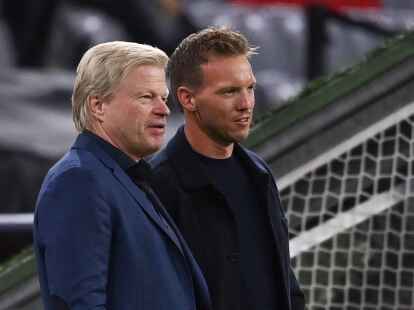Bayerns Vorstandschef Oliver Kahn (l) und Ex-Trainer Julian Nagelsmann.
